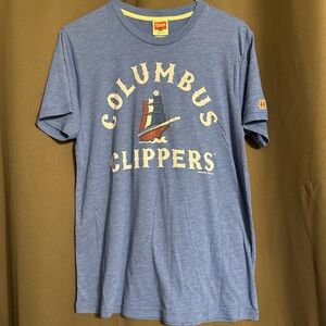 HOMAGE Men’s Blue Columbus Clippers Graphic Tee with Cream & Red Accents